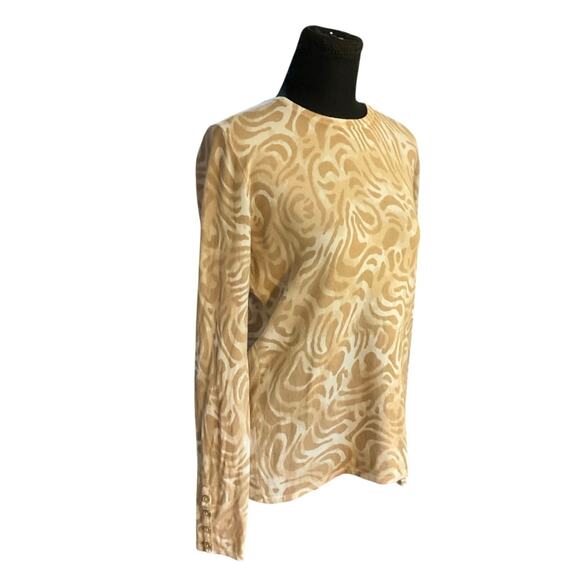 J. McLaughlin Crew Neck Modal Blend Sweater Size M Neutral Animal Print - Picture 2 of 8